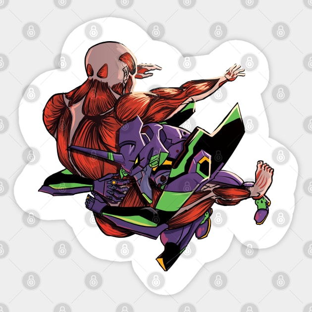 Attack on Evangelion Sticker by Niall Byrne